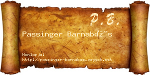Passinger Barnabás névjegykártya